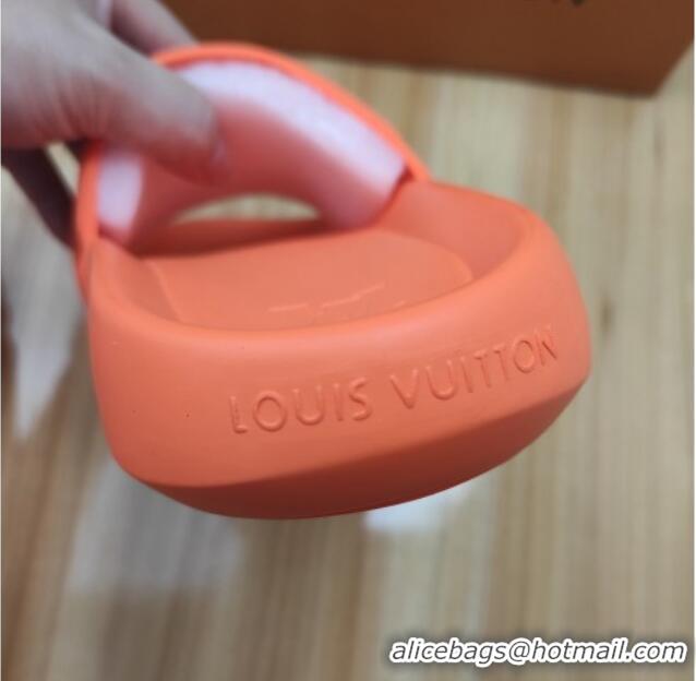 Super Quality Louis Vuitton Sunbath Monogram Rubber Flat Slide Sandals Orange 042517