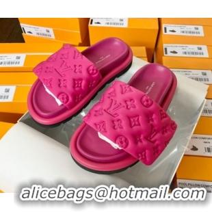 Discount Louis Vuitton Pool Pillow Comfort Slide Sandals in Monogram Textile Pink 042523