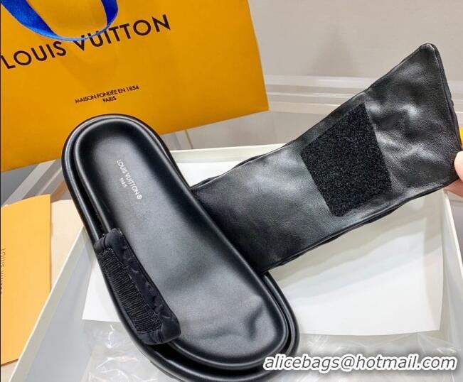 Classic Practical Louis Vuitton Pool Pillow Comfort Slide Sandals in Monogram Textile Black 042524