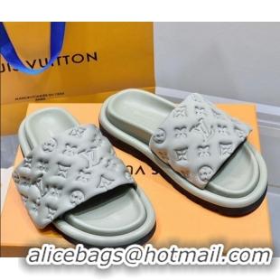 Top Quality Louis Vuitton Pool Pillow Comfort Slide Sandals in Monogram Textile Grey 042524