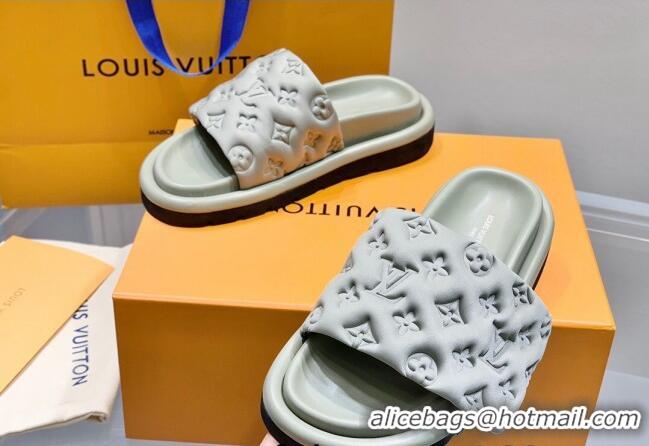 Top Quality Louis Vuitton Pool Pillow Comfort Slide Sandals in Monogram Textile Grey 042524