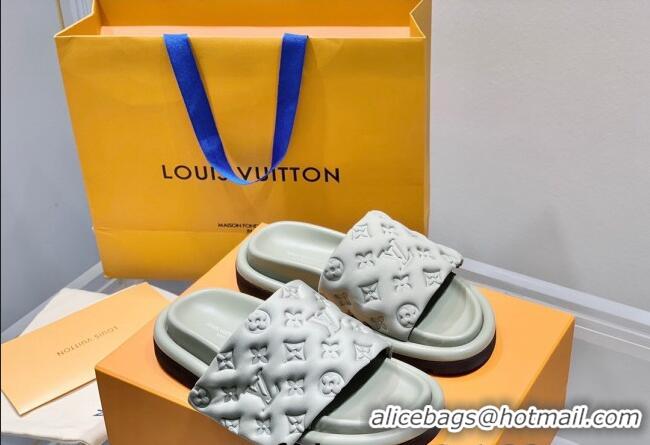 Top Quality Louis Vuitton Pool Pillow Comfort Slide Sandals in Monogram Textile Grey 042524