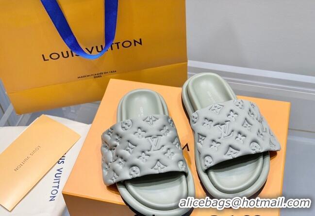 Top Quality Louis Vuitton Pool Pillow Comfort Slide Sandals in Monogram Textile Grey 042524