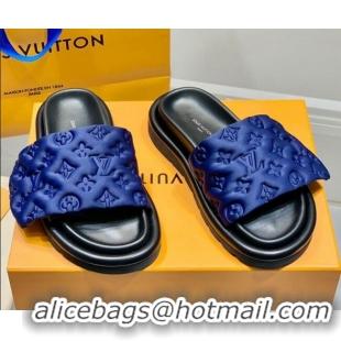 Best Price Louis Vuitton Pool Pillow Comfort Slide Sandals in Monogram Textile Blue 042524