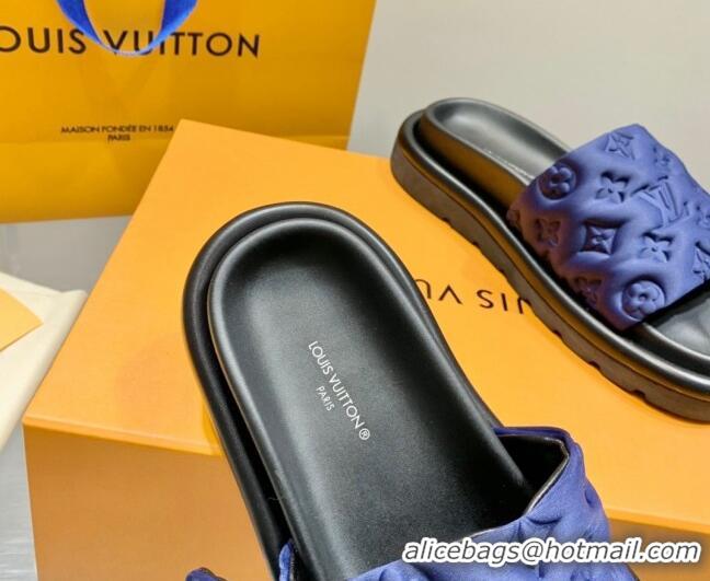 Best Price Louis Vuitton Pool Pillow Comfort Slide Sandals in Monogram Textile Blue 042524