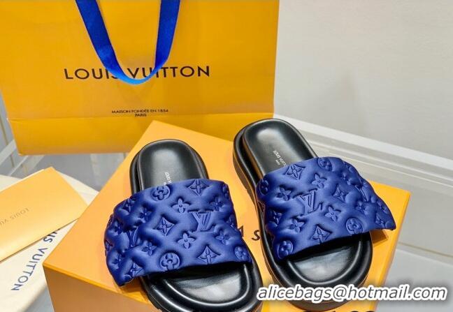 Best Price Louis Vuitton Pool Pillow Comfort Slide Sandals in Monogram Textile Blue 042524