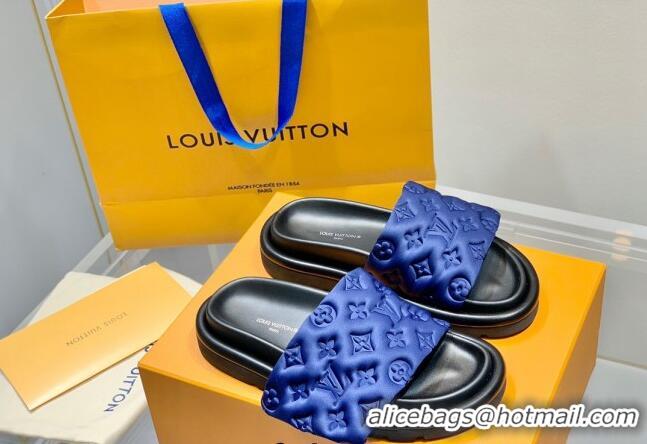 Best Price Louis Vuitton Pool Pillow Comfort Slide Sandals in Monogram Textile Blue 042524