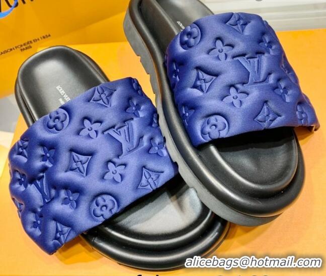 Best Price Louis Vuitton Pool Pillow Comfort Slide Sandals in Monogram Textile Blue 042524