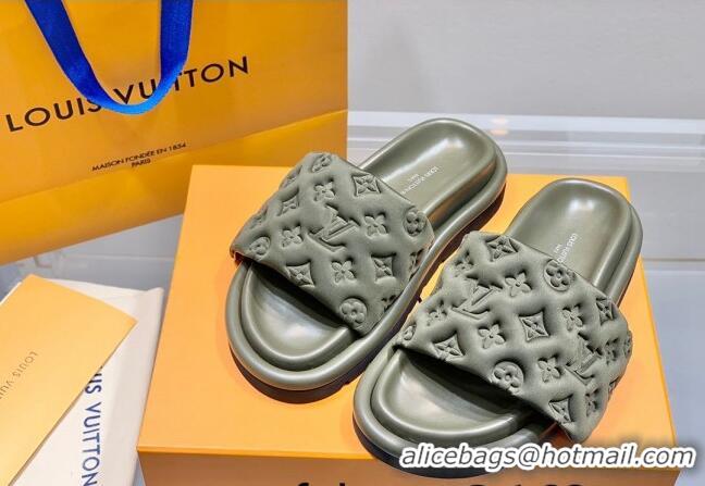 Low Price Louis Vuitton Pool Pillow Comfort Slide Sandals in Monogram Textile Green 042524