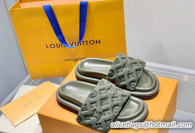 Low Price Louis Vuitton Pool Pillow Comfort Slide Sandals in Monogram Textile Green 042524