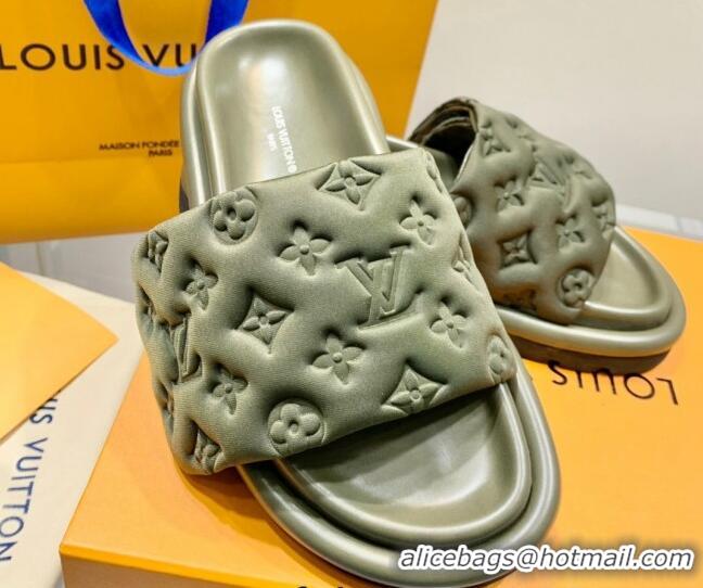 Low Price Louis Vuitton Pool Pillow Comfort Slide Sandals in Monogram Textile Green 042524