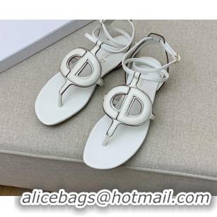 Sophisticated Dior Calfskin CD Flat Sandals White 032228