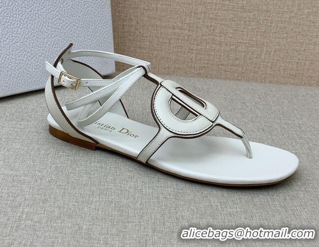 Sophisticated Dior Calfskin CD Flat Sandals White 032228