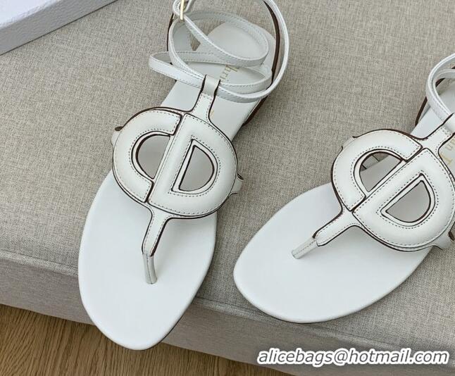 Sophisticated Dior Calfskin CD Flat Sandals White 032228