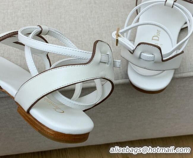 Sophisticated Dior Calfskin CD Flat Sandals White 032228