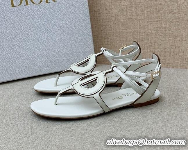 Sophisticated Dior Calfskin CD Flat Sandals White 032228