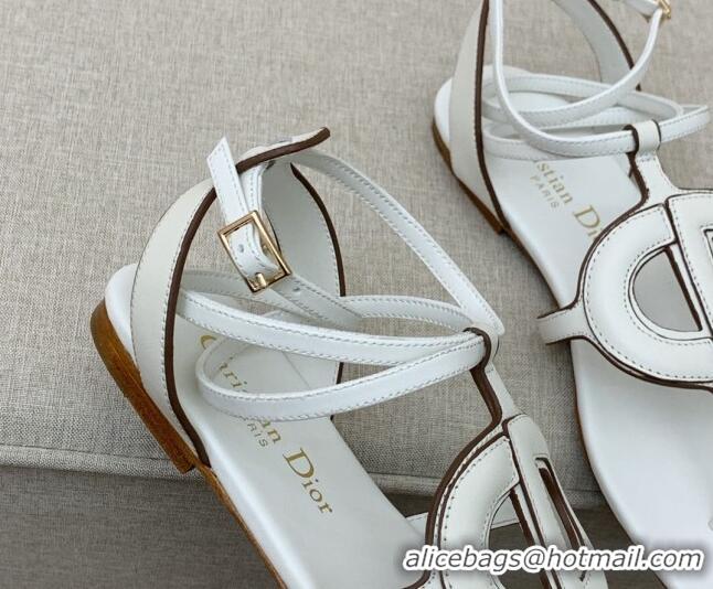 Sophisticated Dior Calfskin CD Flat Sandals White 032228