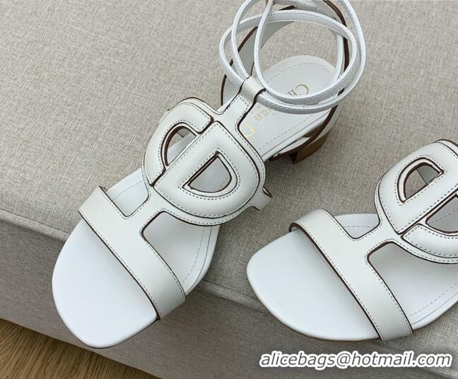 Good Product Dior Calfskin CD Heel Sandals 4.5cm White 032231