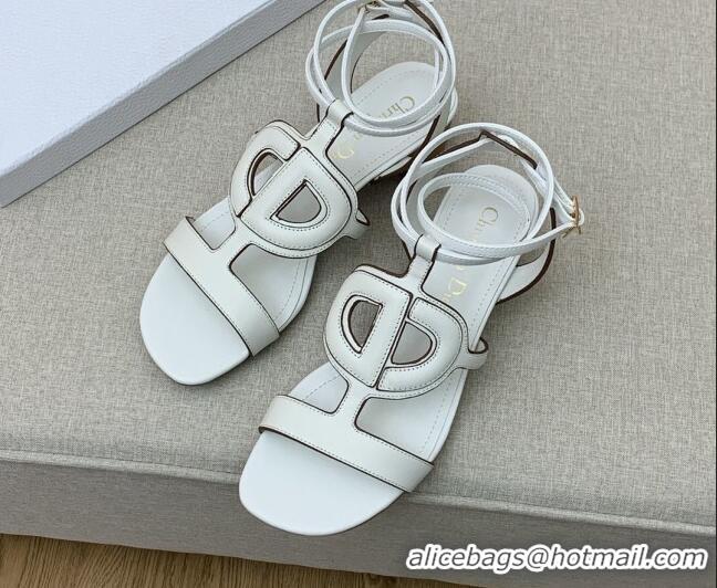 Good Product Dior Calfskin CD Heel Sandals 4.5cm White 032231