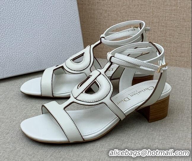 Good Product Dior Calfskin CD Heel Sandals 4.5cm White 032231