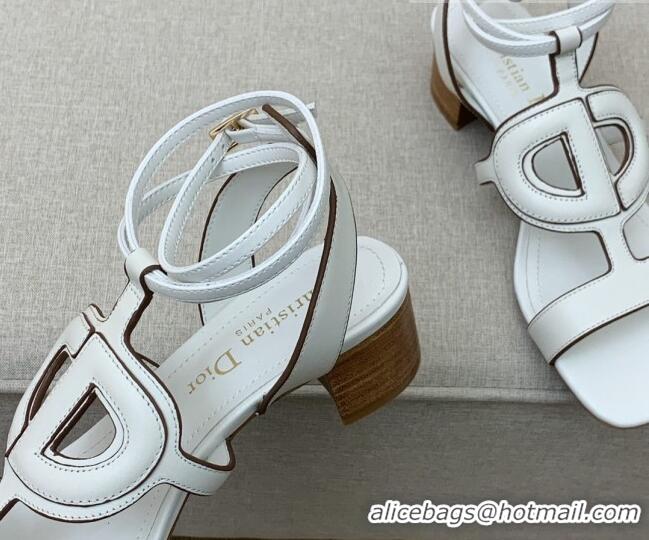 Good Product Dior Calfskin CD Heel Sandals 4.5cm White 032231