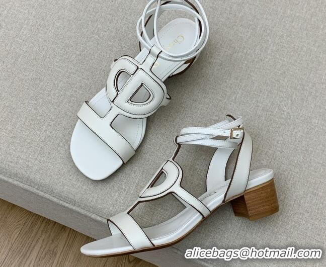 Good Product Dior Calfskin CD Heel Sandals 4.5cm White 032231