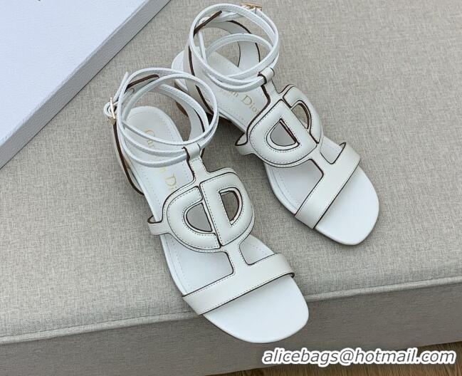 Good Product Dior Calfskin CD Heel Sandals 4.5cm White 032231