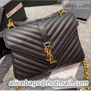 Famous Brand Saint Laurent Medium Monogram College Bag in Vintage Leather 428056 Black/Gold