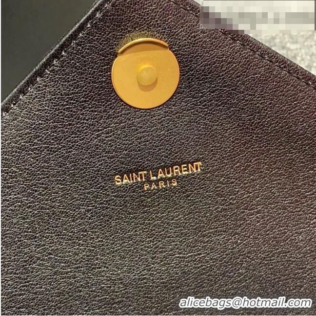 Famous Brand Saint Laurent Medium Monogram College Bag in Vintage Leather 428056 Black/Gold