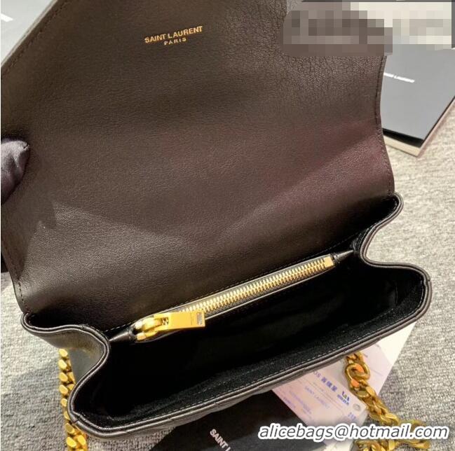 Famous Brand Saint Laurent Medium Monogram College Bag in Vintage Leather 428056 Black/Gold