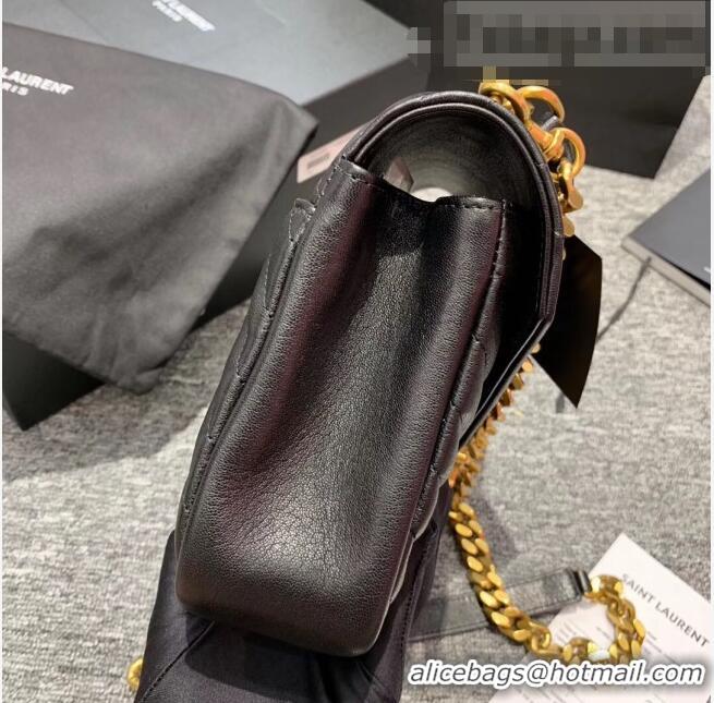 Famous Brand Saint Laurent Medium Monogram College Bag in Vintage Leather 428056 Black/Gold