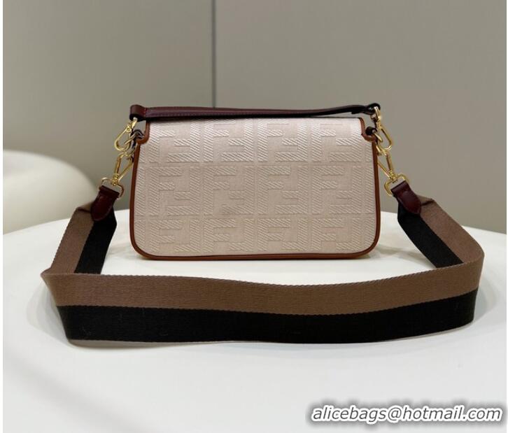 Top Quality Fendi Baguette Chain FF fabric bag 8BR600A Beige