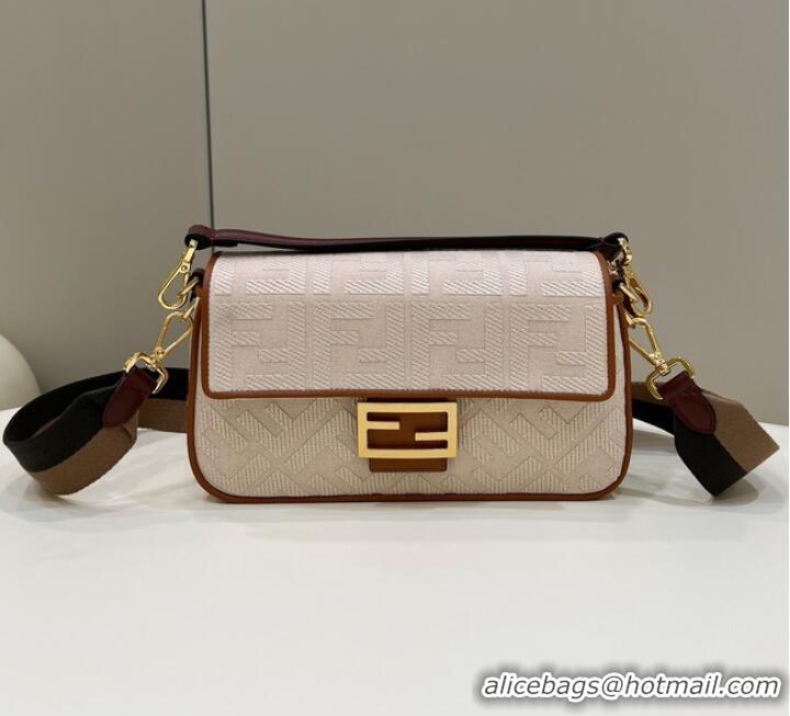 Top Quality Fendi Baguette Chain FF fabric bag 8BR600A Beige