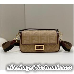 Most Popular FENDI BAGUETTE CHAIN FF fabric bag 8BR600A brown