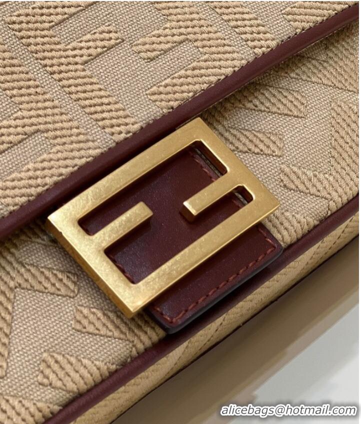 Most Popular FENDI BAGUETTE CHAIN FF fabric bag 8BR600A brown