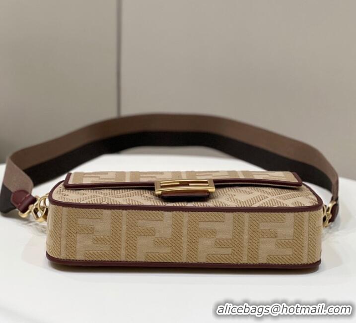 Most Popular FENDI BAGUETTE CHAIN FF fabric bag 8BR600A brown