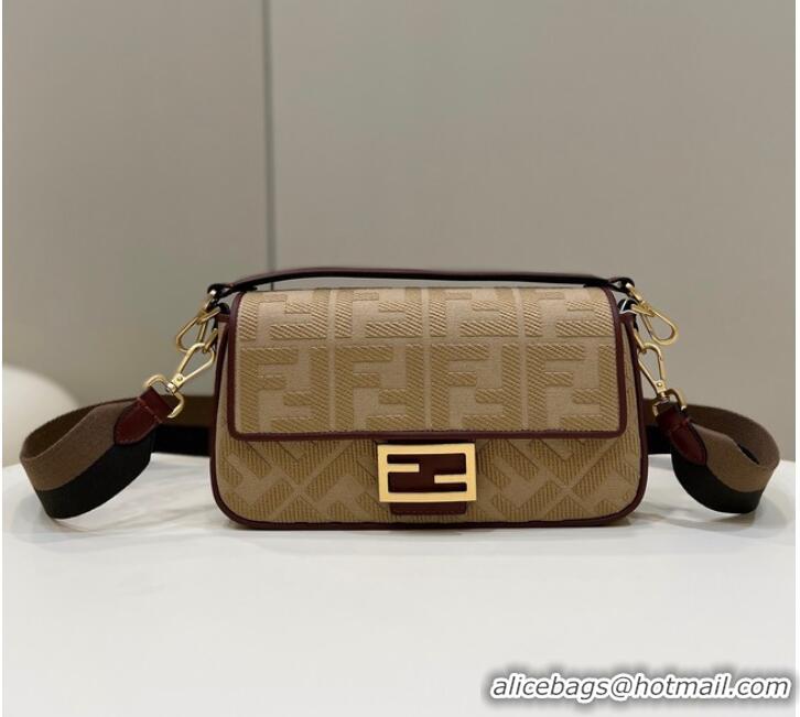 Most Popular FENDI BAGUETTE CHAIN FF fabric bag 8BR600A brown