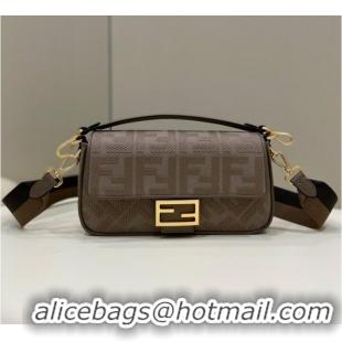 Grade Discount Fendi Baguette Chain FF fabric bag 8BR600A gray