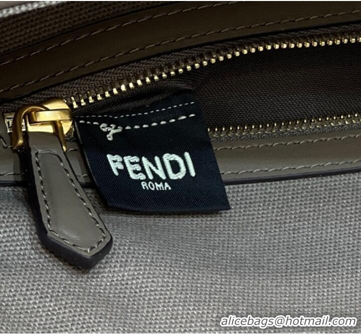 Grade Discount Fendi Baguette Chain FF fabric bag 8BR600A gray