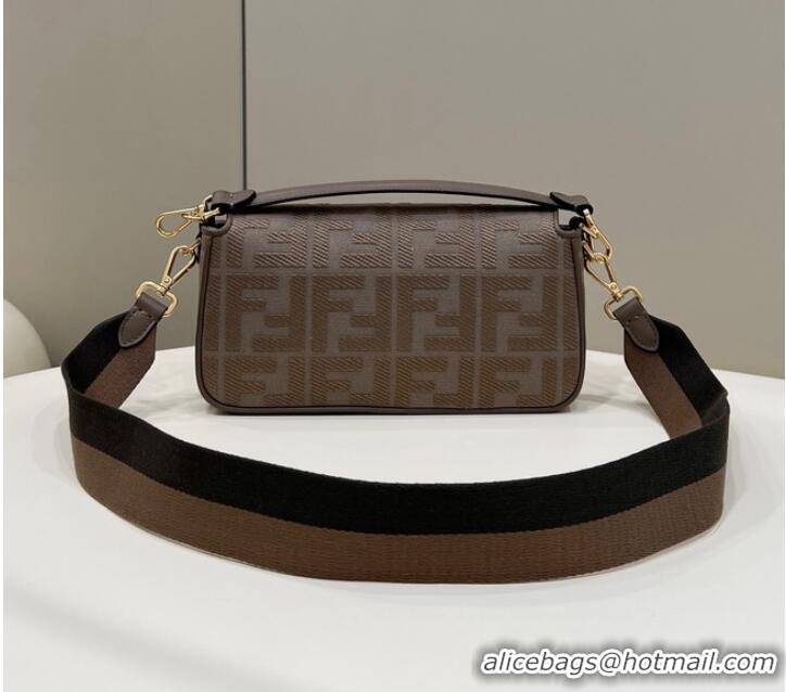 Grade Discount Fendi Baguette Chain FF fabric bag 8BR600A gray