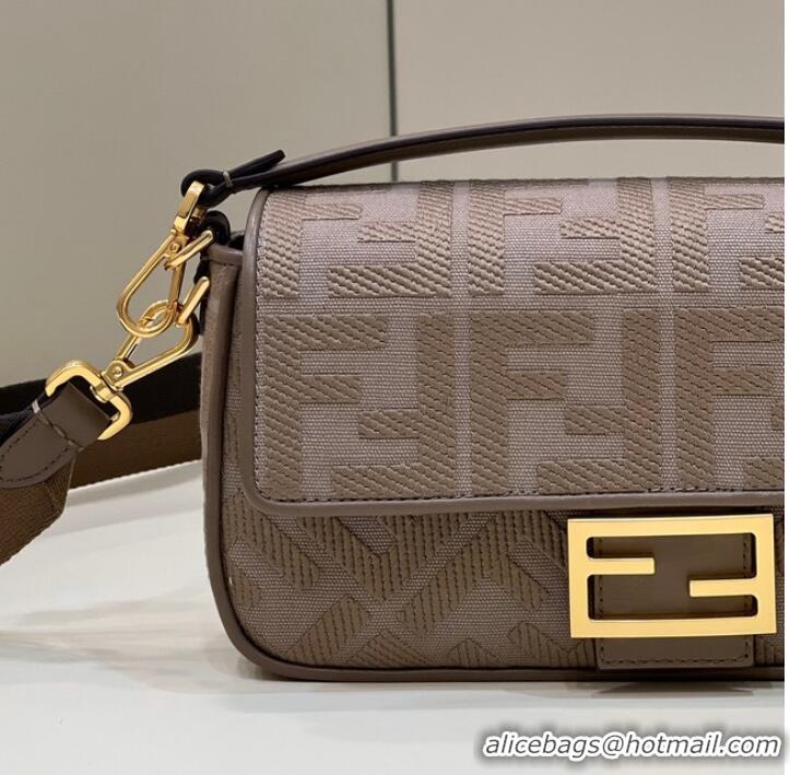 Grade Discount Fendi Baguette Chain FF fabric bag 8BR600A gray