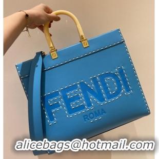 Shop Good Product Fendi Sunshine Medium blue leather shopper 8BH386A