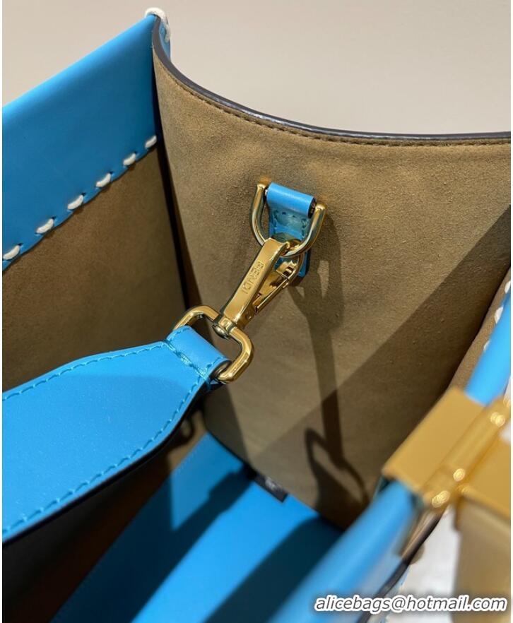 Shop Good Product Fendi Sunshine Medium blue leather shopper 8BH386A