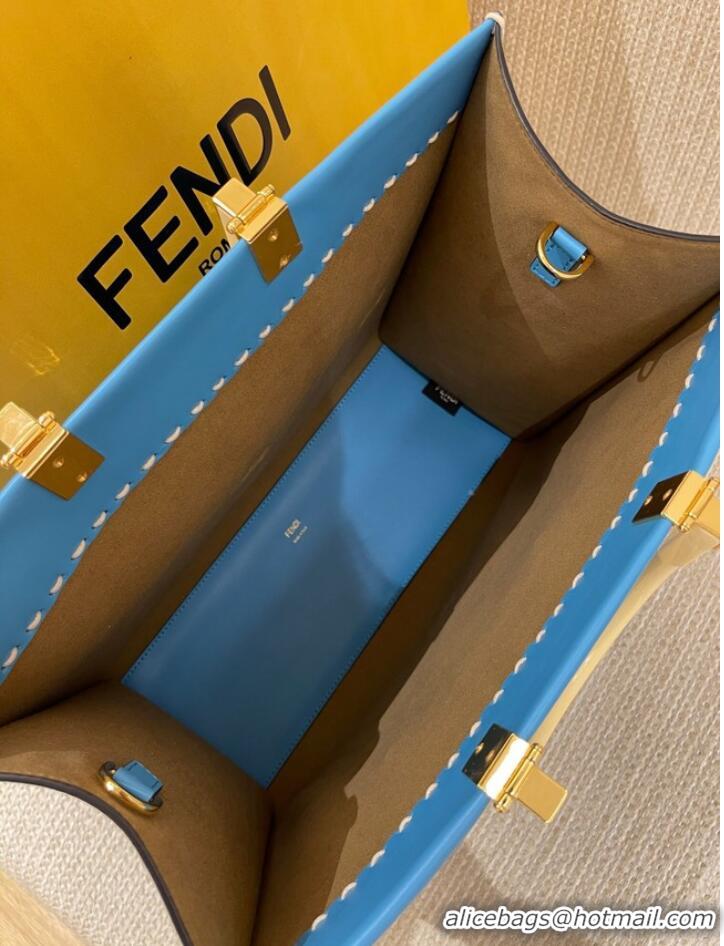 Shop Good Product Fendi Sunshine Medium blue leather shopper 8BH386A