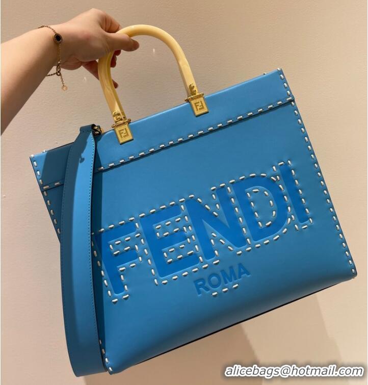 Shop Good Product Fendi Sunshine Medium blue leather shopper 8BH386A