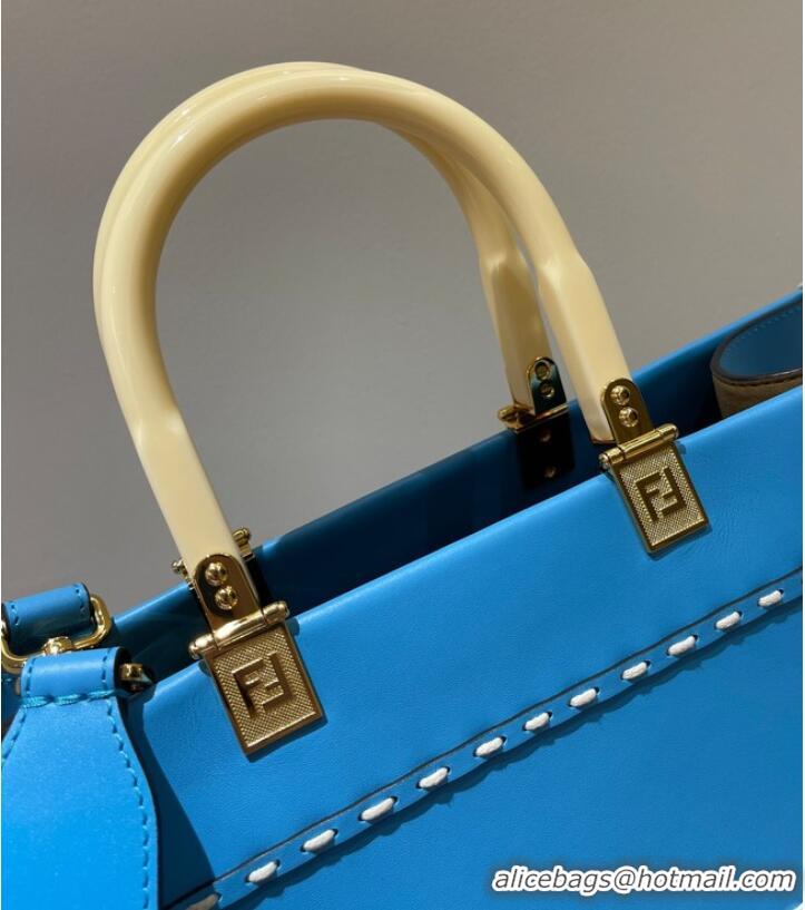 Shop Good Product Fendi Sunshine Medium blue leather shopper 8BH386A