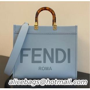 Grade Quality Fendi Sunshine Medium Light blue leather shopper 8BH386A