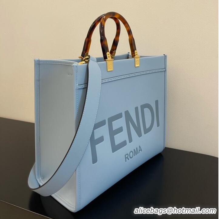 Grade Quality Fendi Sunshine Medium Light blue leather shopper 8BH386A