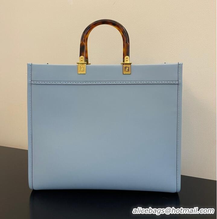 Grade Quality Fendi Sunshine Medium Light blue leather shopper 8BH386A