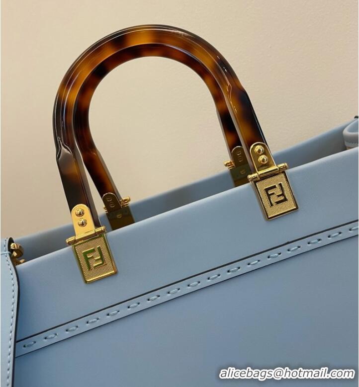 Grade Quality Fendi Sunshine Medium Light blue leather shopper 8BH386A